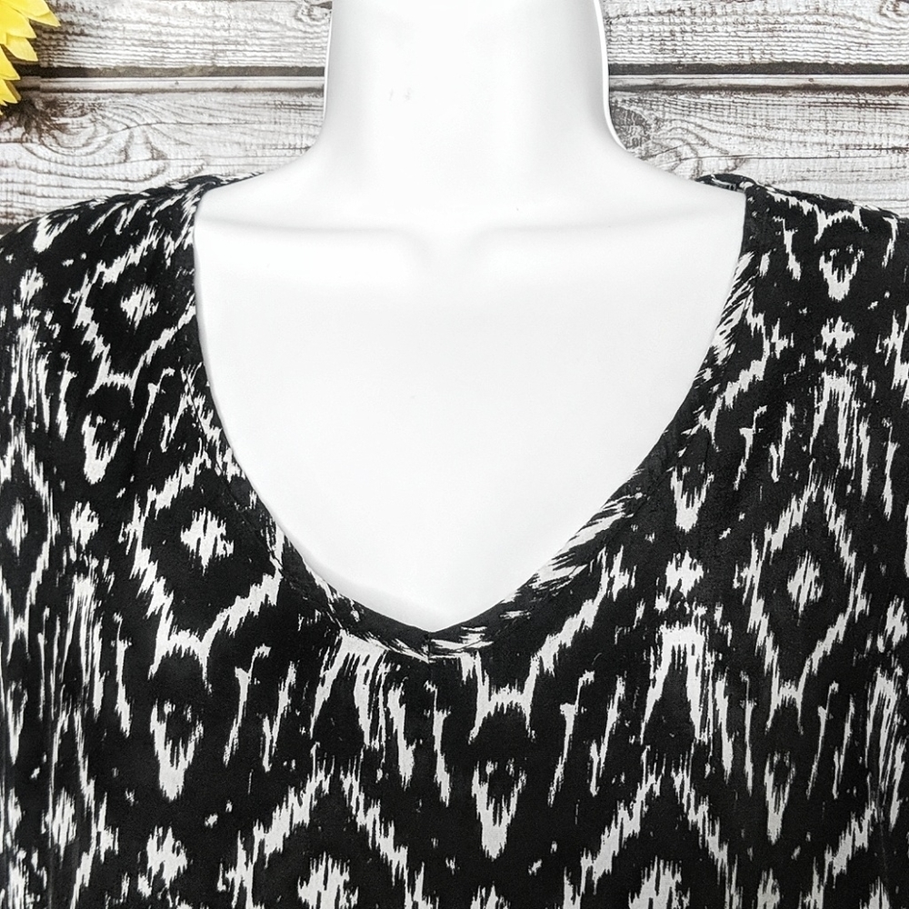 Cotton On Black & White Ikat Print Tunic Blouse S